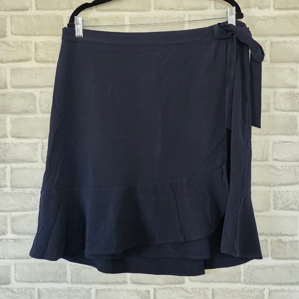 Banana Republic Navy Flounce Wrap Skirt Ruffle Classic Staple Career NEW 14
